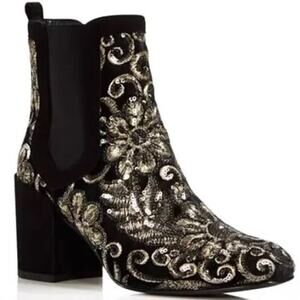 Stuart Weitzman "Stuart" Mediate Metallic Embellished Bootie Women's Size 10